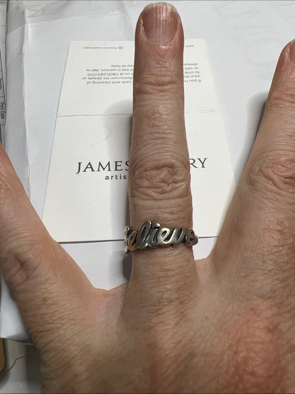 James Avery Silver 'Believe' Script Band